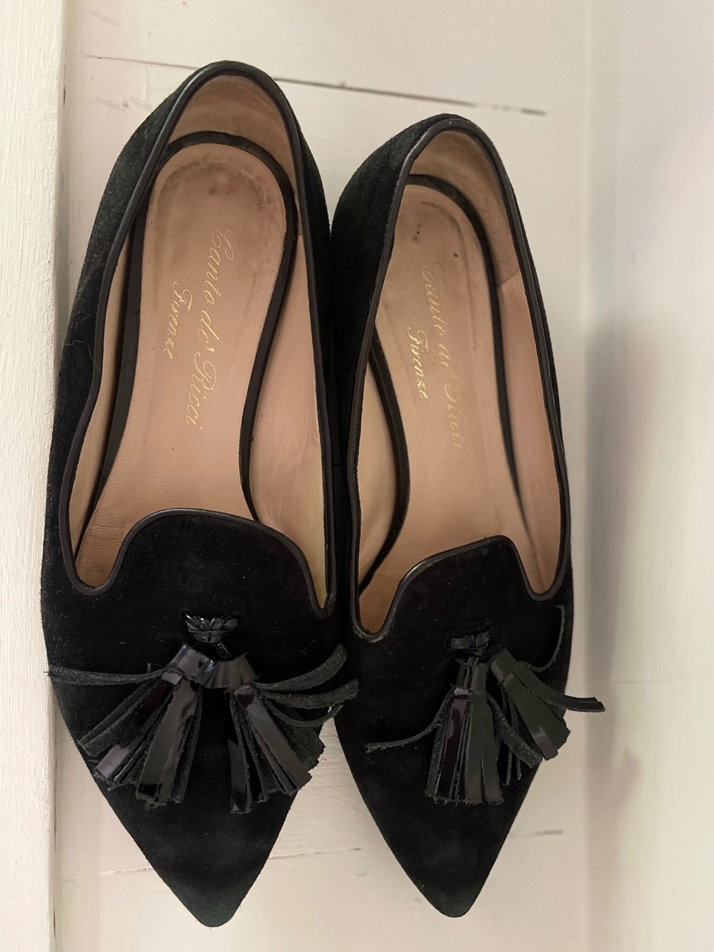 Made in Italy Canto de Ricci Firenze Black Suede Tassel Flats EU 37.5